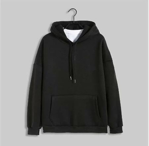 Sudadera con Capucha Negra para Hombre, Corte Regular, Algodón French Terry, Informal, con Bolsillo, para Otoño - Product Image 1