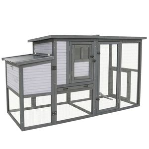 Pollaio Grande da 79 Pollici con Tetto Apribile in Asfalto Resistente alle Intemperie, Gabbia Esterna in Legno per Animali con Posatoi Migliorati e Nido - Product Image 6