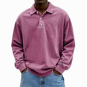 Custom Logo Vintage Washed Oversized Long Sleeve <b>Sweatshirt</b> <b>Plain</b> Basic Golf Style Streetwear Breathable <b>Sweatshirts</b> for Men - Product Image 5