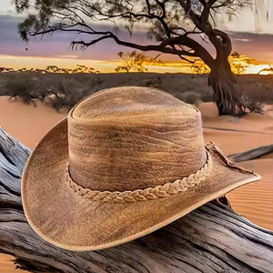 High Quality Leather Cowboy <b>Hat</b> Customized Premium <b>Western</b> Style Wholesale Casual Travel <b>Hats</b> Breathable - Product Image 3