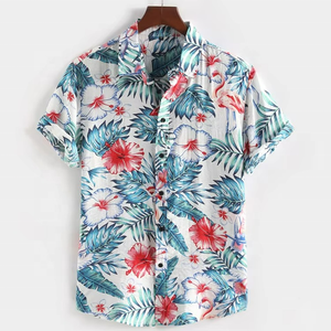 Chemise hawaïenne décontractée pour homme, à manches courtes, en coton, avec impression numérique personnalisée, vente en gros - Product Image 1