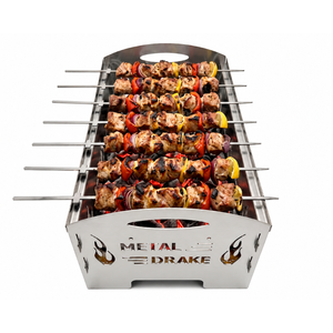 Parrilla de Carbón Portátil Plegable de Acero Inoxidable Premium Moderna Metal Drake para Exteriores, con Pinchos para Kebab, Ideal para Jardín y Camping - Product Image 4