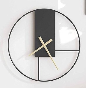 Minimalist Round Metal <b>Wall</b> <b>Clock</b> Abstract Geometric Design Quartz Analog Silent Living Room Decor - Product Image 3