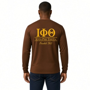 IOTA Founded 1963 Brown <b>Long</b> Sleeve T-Shirt Men's Crew Neck Greek Letter Fraternity Tee Brotherhood Casual Campus Apparel - Product Image 2