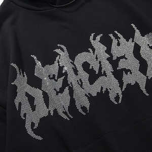 Sudadera con capucha y cremallera completa con pedrería de estilo gótico para hombre y mujer 2026 Negra Oversize con estrellas y cristales brillantes, Chaqueta Streetwear HD - Product Image 2
