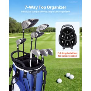 Borsa da golf con divisorio superiore a 7 scomparti, maniglie, doppie gambe di supporto e tasca portaoggetti, stand bag per mazze - Product Image 2
