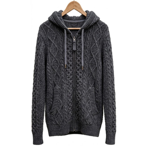 Pull-over en coton tricoté 100% pour homme, design classique, à capuche, avec poignets et ourlet côtelés, décontracté, avec poche, coupe-vent et imperméable - Product Image 2
