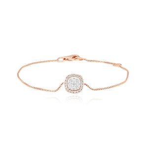 Bracelet chaîne en or rose avec halo de diamants de laboratoire taille coussin - Product Image 2