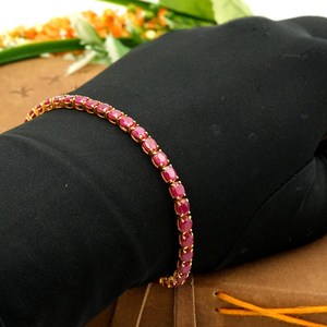<b>Ruby</b> <b>Bracelet</b> 925 Sterling Silver 14K Gold Plated July Birthstone Bestseller Gold Jewelry Gift For Women - Product Image 2