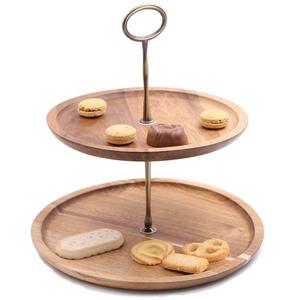 Wholesale 3 Tier Natural Slate <b>Cake</b> <b>Stand</b> Wood Pillar Cupcake Display Tray Round Slate Stone Dessert Serving <b>Stand</b> Holder - Product Image 5