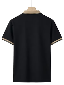 Black Cotton Polo Shirt Men Breathable Short Sleeve Work Fashion Custom Logo Printing Silk Screen Oem Service - Product Image 3