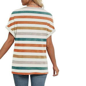 Camisetas de streetwear para mujer al por mayor, de corte regular, de punto, ecológicas, de poliéster/algodón, de cuello redondo, lisas, de verano. - Product Image 4