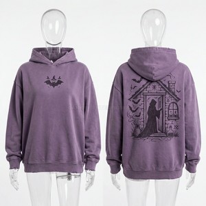 Sudadera con Capucha Personalizada con Gráfico de Sello de Cera, Morado Lavado Ácido, Forro Polar Grueso, para Hombre, Ropa Urbana de Alta Calidad, Venta al por Mayor de Fábrica, OEM - Product Image 2