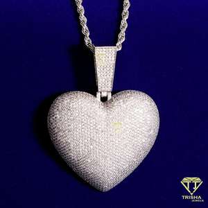 Élégant pendentif coeur glacé en argent sterling 925 Micro Pave VVS Lab Grown Diamond Hip Hop Jewelry Women - Product Image 3