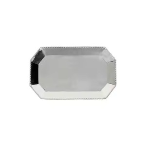 Plateau de service rectangulaire moderne en métal, design poli et contemporain, durable, couleur unie, pour la vaisselle - Product Image 1