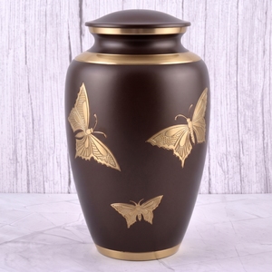 Urne funéraire pour adultes en laiton rouge et or, motif papillon, surface brillante, pour cendres humaines, urne commémorative et funéraire. - Product Image 6