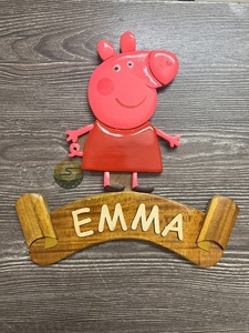 Plaque en bois au design Art Déco, plaques de porte pour enfants, plaque nominative en bois intarsia - Product Image 3
