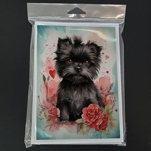 Affenpinscher Valentine Roses Whimsical A7 Tarjetas de notas Paquete de 8 tarjetas en blanco con sobres Tarjetas de felicitación de tamaño 5x7 - Product Image 3