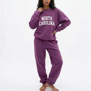 Womens <b>White</b> VIRGINIA Graphic Sweatshirt And <b>Jogger</b> Set Premium Heavyweight Fleece Oversized Two Piece Loungewear Outfit - Product Image 6