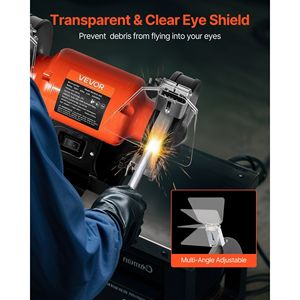 เครื่องเจียรแบบตั้งโต๊ะความเร็วสูง 6 นิ้ว ความเร็วเดียว 3450 รอบต่อนาที 450 วัตต์ 3.8 แอมป์ มอเตอร์เหนี่ยวนำ พร้อมหัวเจียรขนาด 36/60 กริด และล้อเจียรขนาด 60 กริด - Product Image 4