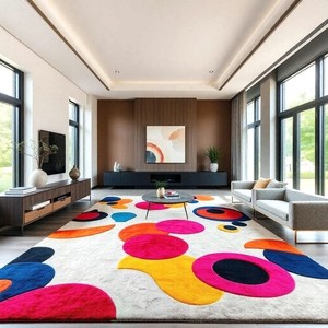 Alfombra Artesanal Colorida con Patrón Circular Abstracto para Sala de Estar, Alfombra Geométrica Moderna para Decoración de Interiores del Hogar - Product Image 1