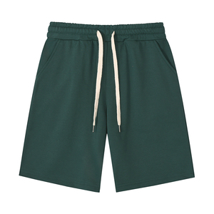 Men's Solid Color Cotton Bermuda Shorts Mid Waist Drawstring Casual Style <b>Elastic</b> Waist Breathable Woven Fabric - Product Image 4
