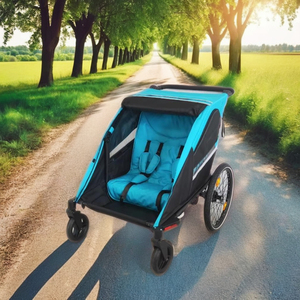 Remolque de Bicicleta para Bebés Gemelos 3 en 1 con Marco de Aluminio y Tela Resistente al Agua, Capacidad de Carga de 35 kg para Aventuras al Aire Libre - Product Image 3