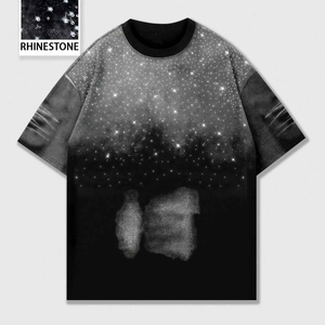 เสื้อยืดคอกลมแขนสั้นประดับเพชรแบบกำหนดเอง Glory ดีไซน์ใหม่ทันสมัยสำหรับทุกเพศ เหมาะสำหรับใส่เที่ยวเล่นในฤดูร้อนและใส่ลำลอง - Product Image 2