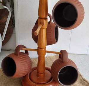 Natural Beech Wood Tree Mug Holder 6 Hooks Counter Top Cup <b>Rack</b>, Thickened Base Mug Tree for <b>Kitchen</b> Counter Cups <b>Rack</b> - Product Image 1