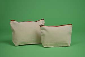 Pochette de papeterie promotionnelle écologique réutilisable en toile 100 % coton 12 oz, étui beige personnalisé avec fermeture éclair, abordable et économique - Product Image 2