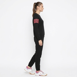 Women’s Black & <b>Pink</b> Striped <b>Tracksuit</b> Set Women’s <b>Tracksuit</b>, Black Jogger Set, Striped Activewear, Crewneck Sweatshirt Set - Product Image 2
