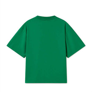 เสื้อยืดคอตตอนสีเขียวล้วนทรงโอเวอร์ไซส์คุณภาพพรีเมียมสำหรับผู้ชาย แขนสั้น คอกลม ผ้าเจอร์ซีย์ถักแบบเรียบ ย้อมสีพื้น ความยาวปกติ - Product Image 2