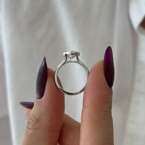 2.5 Carat Marquise Lab Grown Diamond Bezel Set <b>Split</b> Shank Solitaire <b>Ring</b> in White Gold , IGI Certified - Product Image 4