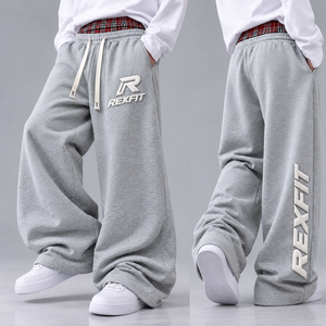Streetwear <b>Baggy</b> Sweatpants Men Custom Wide Leg <b>Track</b> <b>Pants</b> Side Stripe Elastic Waist Relaxed Fit Custom Label Clothing Supplier - Product Image 1