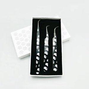 Pinzas de Acero Inoxidable Negras Nuevas al por Mayor con Punta Lisa Texturizada para Papel, Extensiones de Pestañas y Cuidado Personal - Product Image 1