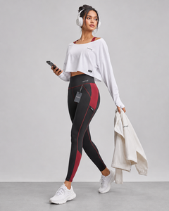 MIAZ Off-The-Shoulder <b>Crop</b> Top Racerback Sleeveless Active Stretch Breathable Wrinkle-Resistant Yoga Set Mid Waist <b>Leggings</b> - Product Image 4