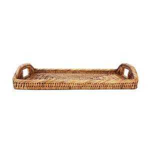 Elegante Bandeja de Ratán Natural con Asas Recortadas, Plato de Servir Tejido, Ideal para Diseño de Interiores Moderno y Hostelería - Product Image 1