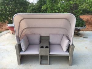 DS00024 Chaise longue moderne d'extérieur en rotin, canapé-lit avec coussin en polyester, en acier, pour cours, hôtels, villas - Product Image 5