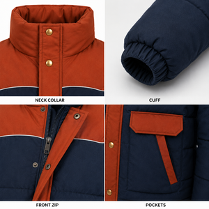 Chaqueta Acolchada Gruesa y Cálida para Hombre al por Mayor, con Bloques de Color, Relleno de Poliéster, Ribete Reflectante, Cierre de Cremallera, Estilo Urbano, Personalizable - Product Image 4