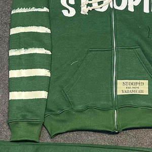 Ensemble de survêtements pour hommes respirants et légers en coton avec impression en relief, style streetwear, vêtements décontractés pour hommes, survêtements à fermeture éclair. - Product Image 4