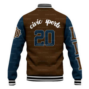 Chaqueta Varsity Personalizada para Hombre, Resistente al Viento, de Poliéster/Algodón Tejido de 80g, Cuello Henry, Cierre de Cremallera, Forro Polar, Opciones de Bordado - Product Image 4