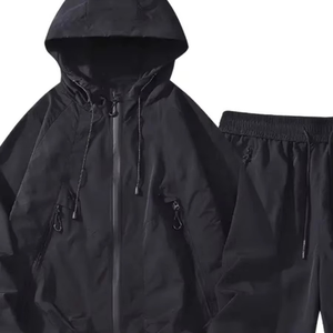 Ensemble de survêtement de luxe coupe-vent personnalisé avec LOGO et motifs, ensemble respirant coupe-vent avec sweat à capuche et short, ensembles de t-shirts élégants pour hommes - Product Image 2