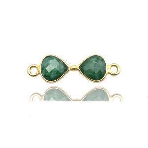 <b>Emerald</b> Gemstone Heart Link | Delicate Jewelry Making Component - Product Image 1