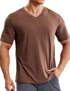 Camiseta de Cuello en V para Hombre, Corte Ajustado, Spandex/Algodón, Secado Rápido, Ecológica, Transpirable, Ligera, Informal, para Verano - Product Image 1