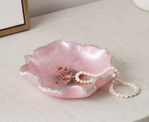 Premium <b>Pink</b> Resin Decorative Bowl With <b>Glitter</b> Touch Handcrafted Sparkle Finish Centerpiece Tray Stylish Table Accent For Home - Product Image 4