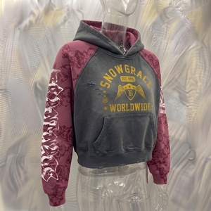เสื้อฮู้ดดี้โอเวอร์ไซส์ Snow Grace Worldwide ประดับคริสตัลทั่วตัว แขนเสื้อแบบแร็กแลน ผ้าคอตตอนผสม สตรีทแวร์ ลายพิมพ์  สำหรับทุกเพศ - Product Image 2