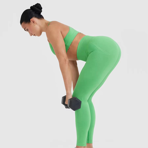 Leggings Deportivos de Alta Calidad para Mujer, Color Verde Sólido, Pantalones de Yoga Elásticos para Gimnasio, Entrenamiento, Fitness, Running, Ropa Deportiva Ajustada al Cuerpo - Product Image 5