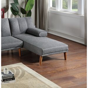 Chaise Longue Ajustable de Polifibra Azul Grisáceo, 1 Pieza, Patas de Madera Maciza, Sofá de Felpa para Sala de Estar - Product Image 5