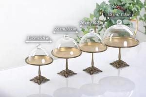 Support à gâteau avec dôme en verre, support à gâteau avec couvercle, présentoir à desserts, support à gâteau de mariage, support à gâteau vintage, support à gâteau en métal, support à cupcakes - Product Image 6