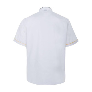 Veste de chef professionnelle à manches courtes, couleur personnalisée, impression numérique de haute qualité, fermeture éclair sur le devant, uniforme unisexe pour restaurant et bar - Product Image 3